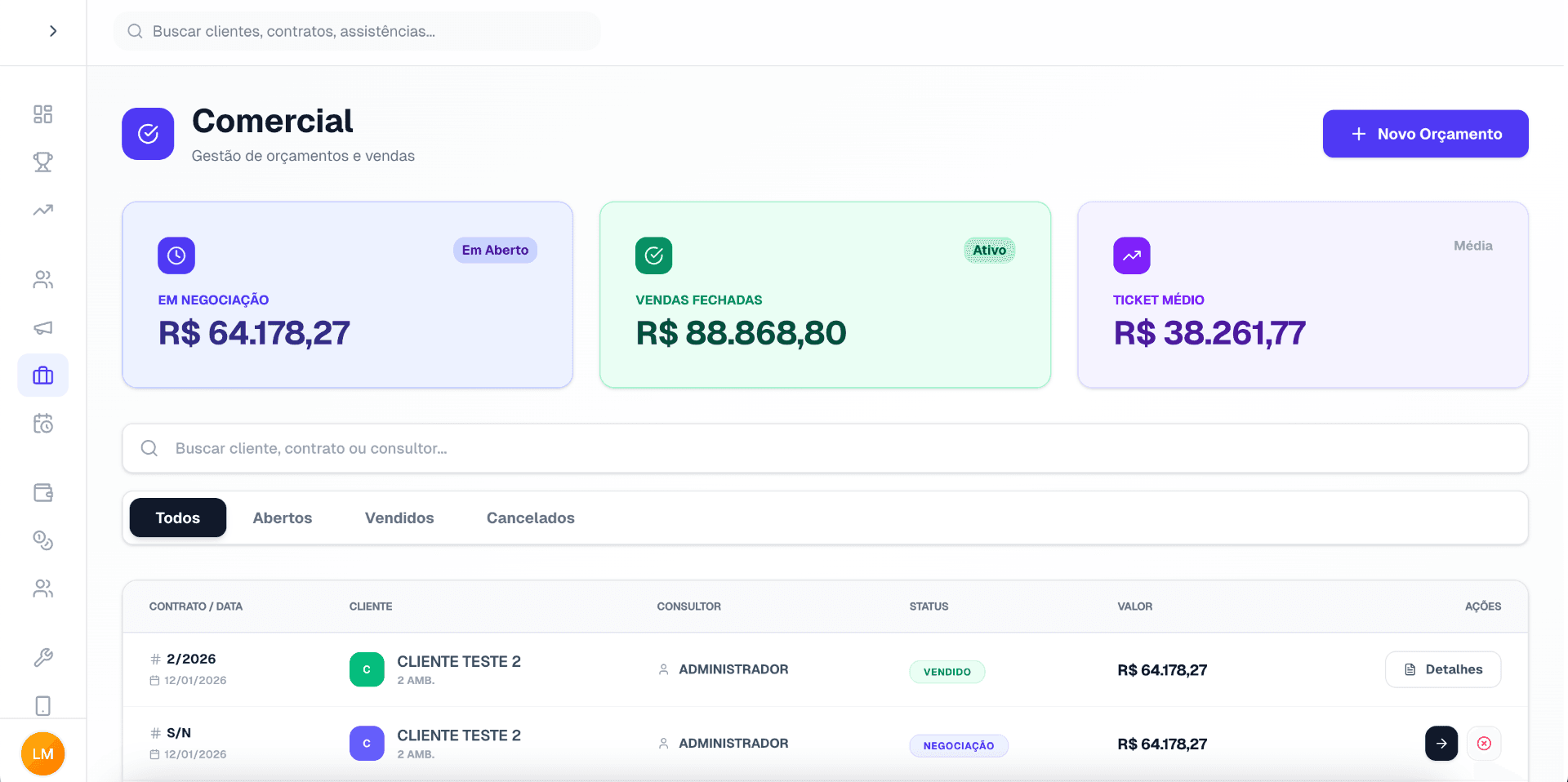 Gestão comercial e contratos